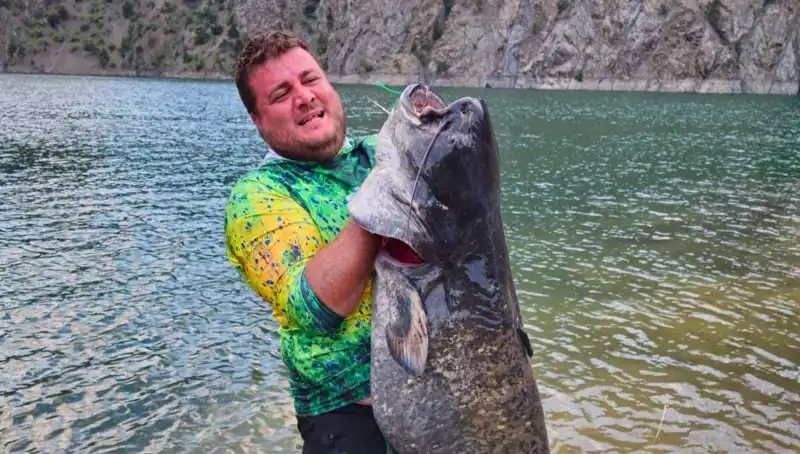 Amatör Balıkçılar Baraj Gölünde Soluğu 100 Kilo Ağırlığında Dev Balıkla Aldı